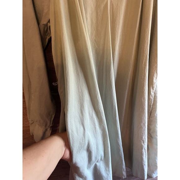 Rebecca Taylor Dress Sz M Sage Green V Neck Cotton Lined Long Sleeves Pockets - Picture 4 of 10